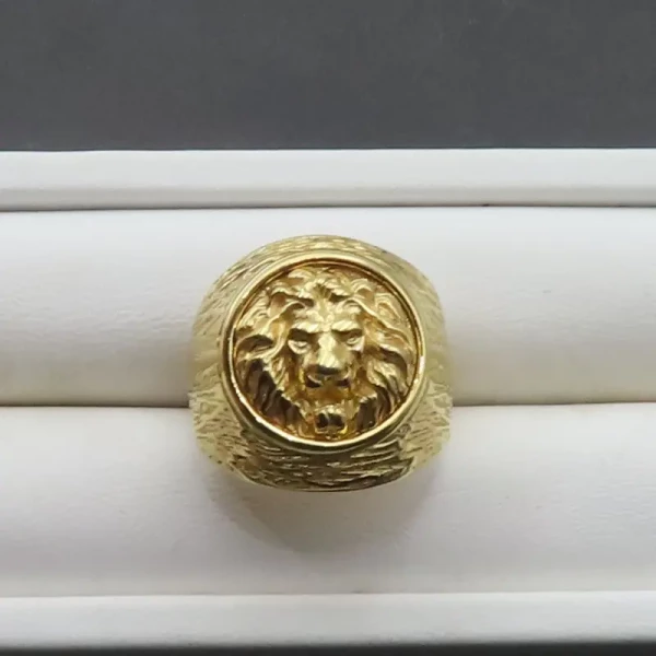 Sygnet lew - srebro złocone (Rozmiar jubilerski 14 lub 17)