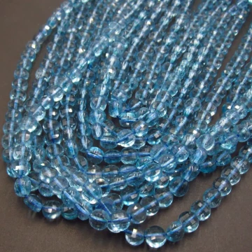 Topaz niebieski fasetowane pastylki okrągłe (sznur)
