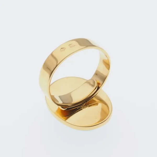 Turkus i srebro złocone - pierścionek owal (rozmiar 14 lub17) z regulacją
