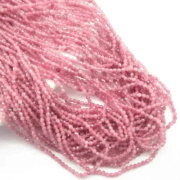 Turmalin Rubelit (różowy) fasetowany kulki 2mm (sznur)