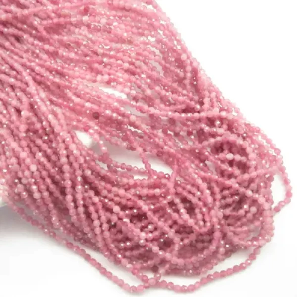Turmalin Rubelit (różowy) fasetowany kulki 2-2,5mm (sznur)