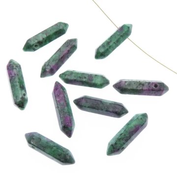 Zoizyt z Rubinem - sople wiercone 32x8 mm (sztuka)